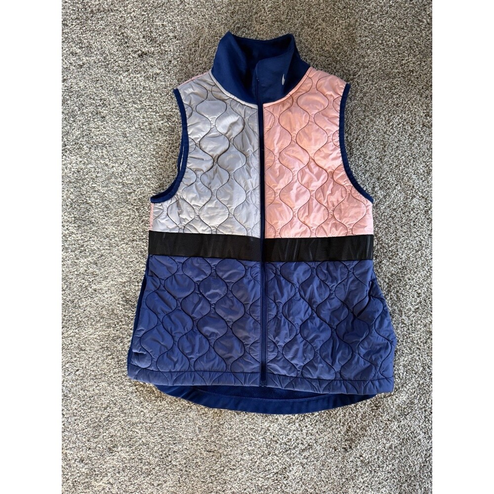 Women’s Nike Aerolayer Running Vest Gray Navy Pink Mock Neck sz S